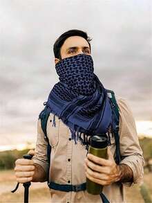 1 Peça Lenço Tático Preto à Prova de Vento para Homens - Durável, Estilo Boêmio, Adequado para Entusiastas de Atividades ao Ar Livre e Militares, Borlas, Máscara Multifuncional, Lenço Triangular Quente de Estilo Punk de Rua, Presente Perfeito para o Dia dos Namorados para Casais - Multicolorido - Visão 7