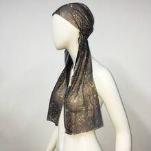 European And American Hot-Selling Women's Accessories Elastic Rhinestone Street Style Headscarf Music Performance Hip-Hop Headscarf Hat - Kiểu tóc ngắn màu đỏ hồng với lưới dày - Xem 8