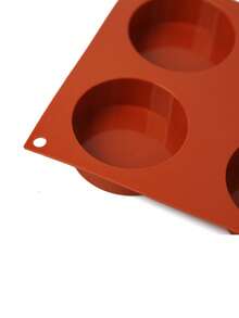 1pc Simple Brown Circle Shaped Silicone Mold, Creative Silicone Soap Mold For DIY - Brown - View 3