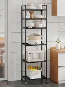 1 pieza Estantería de almacenamiento multiusos, móvil con barandilla, adecuada para cocina, baño, sala de estar, entrada, dormitorio, estudio, oficina, regalo de vacaciones, regalo de Navidad, regalo para niños - Multicolor - Ver 18