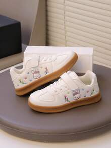 1 Pair New Embroidered Girls/Kids Casual Sneakers, Fashion Versatile Shoes