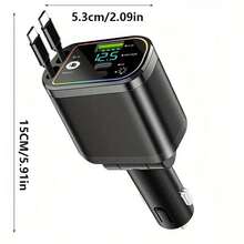 YITUMU 四合一可伸缩车载充电器，带车顶投射氛围灯，66W USB-C 快充，配备两条可伸缩线缆和双 USB 接口，180° 可调节设计，防扭曲弹簧设计，通用多口适配器，适用于所有车辆和旅行用途。 - 查看 3