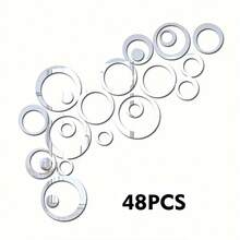 24/48/72pcs Silver, Gold, Black, Red Acrylic DIY Decorative Mirror Wall Stickers, Assorted Round Plastic Decals, Suitable For Living Room, Bedroom, Mirror, Cabinet, Removable And Easy To Install, Waterproof And Shatterproof - Multicolor - View 14