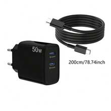 50W USB C Charger, Fast Charger Charging Plug And 6.6ft/4.9ft/3.3ft Type-C To C Cable For Galaxy S24 Ultra/S25 Plus/S25 Ultra/S23 FE/S22+/S21/S20, A56 5G/A36, Note 20, Compatible With IPhone 17 16 15 14, Type C Cell Phone Power Supply Charging Plug - EU C Type Plug(220-240V) - View 7