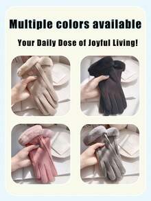 Winter Touchscreen Gloves With Thermal Lined Thick Insulated Gloves, Unisex Polyester Fabric Multiple Colors Available Perfect For Snow Sports And Christmas Gifts Winter Apparel - Multicolor - View 8