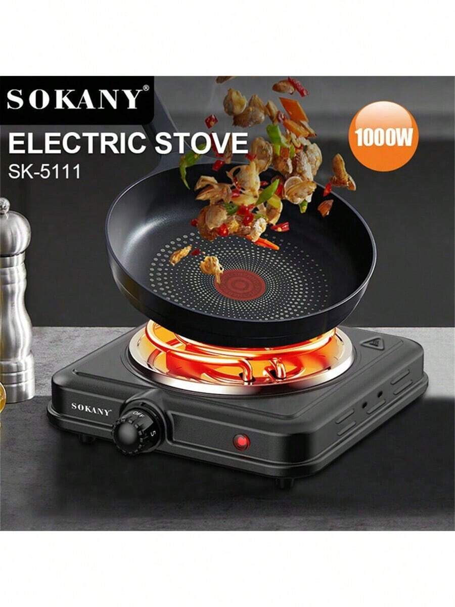 SOKANY 1000W Portable Electric Induction Cooktop, 5 Temperature Settings, Stainless Steel Panel, Heating Indicator Light, Built-In Temperature Control, Overheat Protection. Suitable For All Cookware, Great For RV/Home/Camping/Apartment/Laboratory Use. - View 1