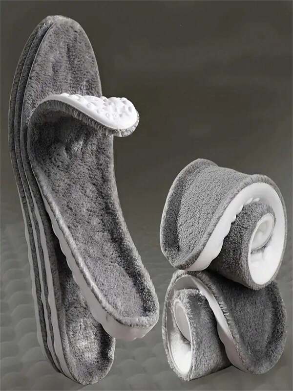 2pcs 4D High-Density Faux Shearling Insoles - EVA Thickened Comfort Warm Thermal Breathable Moisture-Wicking Anti-Odor Insoles For Winter Boots And Shoes - Trim To Fit Design