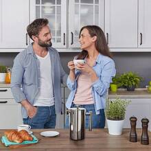 Prensa Francesa de Acero Inoxidable de 350ML,Cafetera Francesa Portatil con 2 Filtros,1 Cuchara y 1 Cepillo,French Press de Doble Pared,Cafetera y Tetera,Cafetera de Émbolo Hacer Café y Té Mejor - 1 - Ver 2