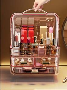 Large Capacity Multifunctional Makeup Box, Luxury High Capacity Cosmetic Storage Rack, Vanity Organizer For Skincare Products, Multi-Layer Dust-Proof Storage Box , Makeup Room Decor,Makeup Bag,Travel Essential - Multicolor - View 12