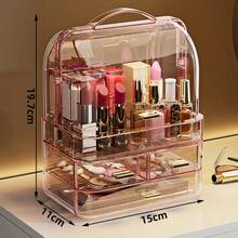 Large Capacity Multifunctional Makeup Box, Luxury High Capacity Cosmetic Storage Rack, Vanity Organizer For Skincare Products, Multi-Layer Dust-Proof Storage Box , Makeup Room Decor,Makeup Bag,Travel Essential - Multicolor - View 13