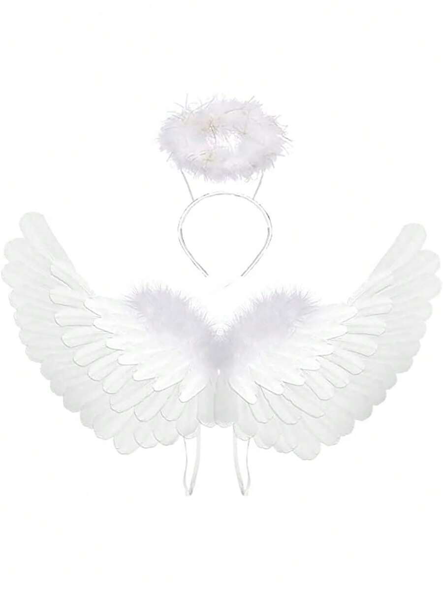 2PCS Angel Wings Angel Wings And Halo Set Carnival Makeup Ball Sexy Performance Costume Role Playing Party Christmas Gift