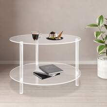 Acrylic Coffee Table, Small Round Modern Coffee Table For Living Room,23.6" D X 23.6" W X 16.5" H - 清除 - 查看 4