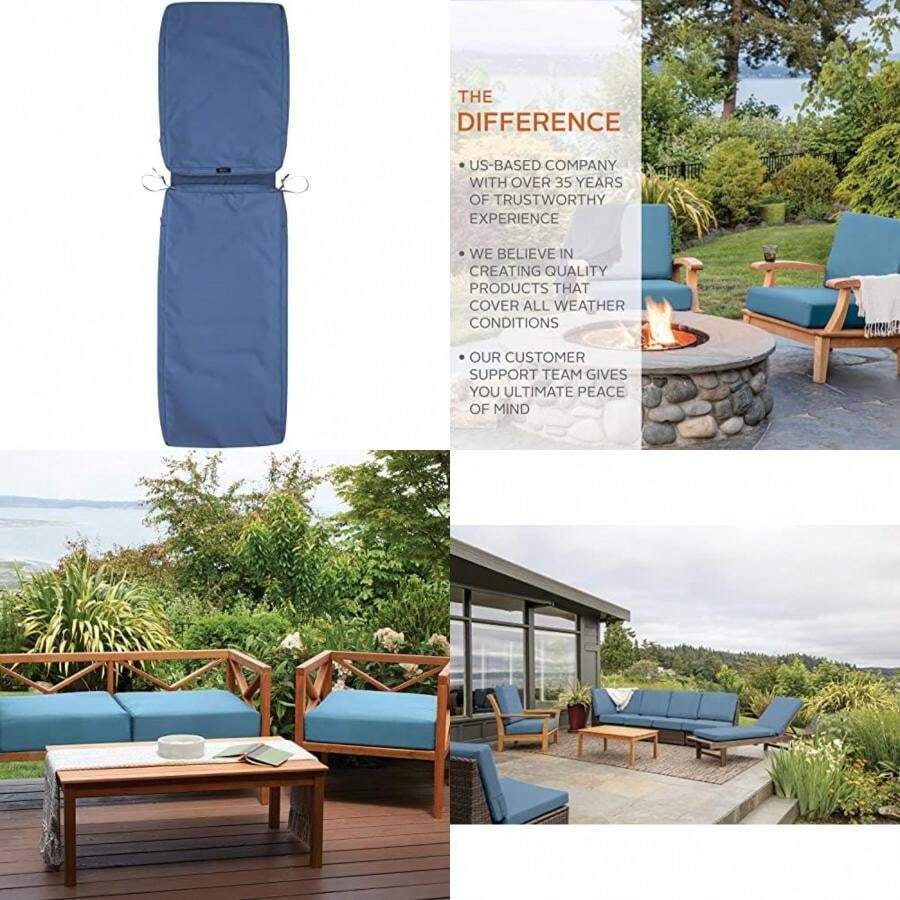 Classic Accessories Ravenna - Funda para cojín (resistente agua, 72 x 21 x 3 pulgadas), color azul(Azul (Empire Blue) 72"L x 21"W x 3"Thick) - Tipo 8 - Ver 1