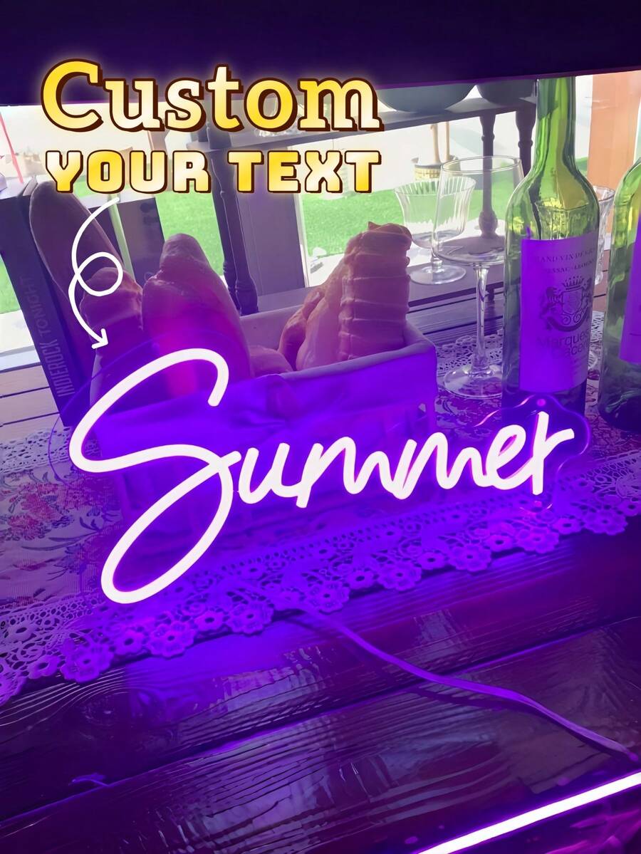 1pc Customized Neon Sign, Can Personalize With Your Name Or Message, Bright And Durable LED Lights, Suitable For Wall Hanging Or Tabletop Display, Perfect For Home, Office, Studio Or Christmas Party Decor, Also A Creative Gift For Friends, Family And Holidays - Multicolor - View 1