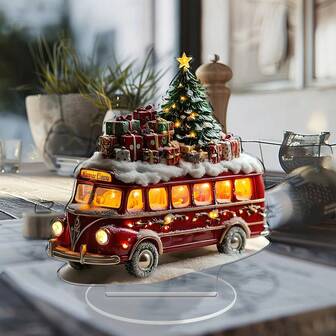 Charming Acrylic Christmas Snow Car Decor - 18.01cm X 17.07cm - Perfect For Bedroom, Living Room & More - Indoor/Outdoor Holiday Art, Ideal Gift, For Christmas