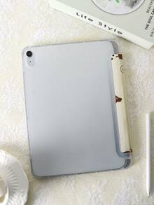 1 Stück transparente Stifthalter Dreifach-Falt Milchig weiß gestreifte Dackel bemalte flache Tablet Hülle, integrierter Stifthalter, Dreifach-Falt Ständer, TPU Soft Edge Schutz Anti-Sturz und Abriebfest, Magnetischer Schlaf/Wach-Modus, minimalistisch/kreativ/personalisiert/lustig/süß/speziell Dreifach-Falt Tablet Hülle, iPad Dreifach-Falt Tablet Hülle mit Stifthalter, das Produkt beinhaltet keinen Stift - Verschiedenfarbig - Übersicht 5
