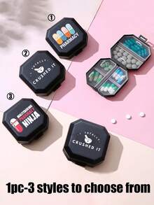 (7天)上午/下午药丸整理器，印有胶囊图案，药房，大成功，3种款式维生素盒和药品盒可供选择，大隔层，每日2次，每周药丸整理器，7天大剂量维生素补充剂鱼油盒装旅行装，黑色，适用于关节炎，使用方便，透明盖子，医生和护士必备，应急需求，旅行，徒步旅行紧急救援 - 彩色 - 查看 9