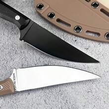 Fixed Blade Knife Camping Outdoor Survival Straight Knife EDC Mountaineering Hiking Jungle Multi-Purpose Tool With K Sheath - Total length 20cm Blade length 9.3cm Handle length 10.7cm - 查看 6