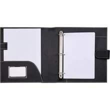 It's Academic - Carpeta de portafolios de piel ejecutivo, carpeta de anillos de 1 pulgada y capacidad de 250 hojas, blocs de notas y documentos de 5.5 x 8.5 pulgadas, 2 trabillas para bolígrafo, piel - Negro - - Ver 4