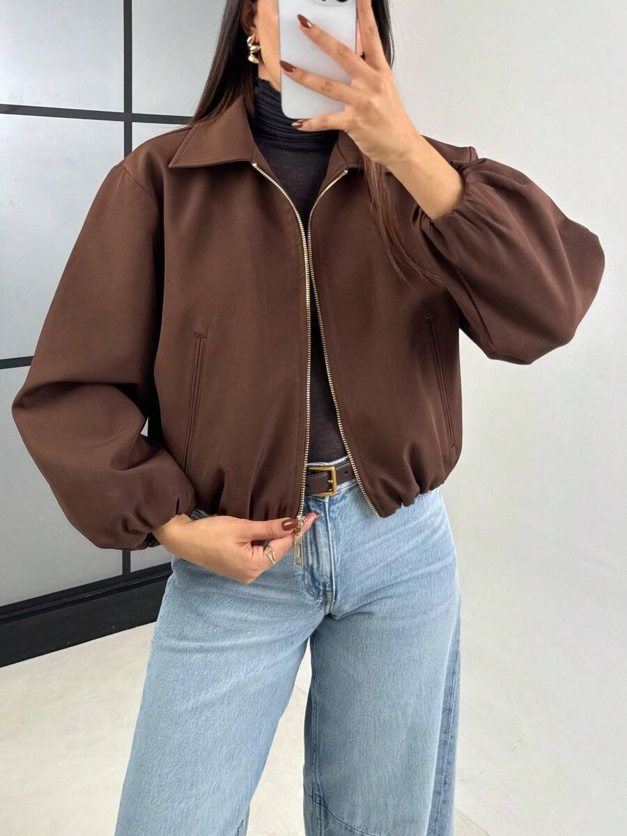 Chaqueta marrón elegante para mujer Lanisen con cuello clásico de solapa - Ajuste estructurado, ligera y duradera para todas las estaciones, ideal para otoño, fiestas de oficina y uso diario - Abrigo elegante y de fácil cuidado para mujeres profesionales