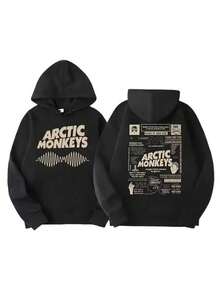 Men's Retro Rock Arctic Monkey Hooded Sweatshirt Hooded Sweatshirt With Music Album PatternHip Hop Large Retro Hooded Sweatshirt2025 - 黑色 - 查看 1