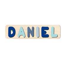 1pc Customized Name Puzzle, Personalized 3D Letter Puzzle And Wooden Name Puzzle. Ideal Gift For Baby Boys Or Girls, Suitable For Birthday, Christmas, Anniversary! - Phông chữ mới màu xanh - Xem 6