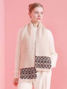 1pc Elegant Striped Warm And Windproof Women's Neck Scarf, Suitable For Daily Wear, Commuting, Outdoor, Travel, Fashion Versatile Accessory