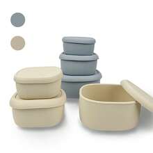 ABKOK 3pcs Reusable Silicone Bento Lunch Boxes, Microwave & Freezer Meal Prep Containers With Leak-Proof Lids, Suitable For Kitchen, Office, Picnic