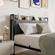 Bed Frame With Storage, Heavy Duty Metal Upholstered Platform Bed Frame Size With Headboard, Bed Base No Box Spring Needed, Noise, Easy Assembly, Brown