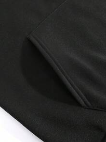 Plus Size Casual Hooded Sweatshirt with Salem 1692 Witch Trials Print - Long Sleeve Polyester Pullover with Front Pocket and Slight Stretch - Oversized FallWinter Knit Fabric Hoodie with Angel and Alphabet Motif - Negro - Ver 4