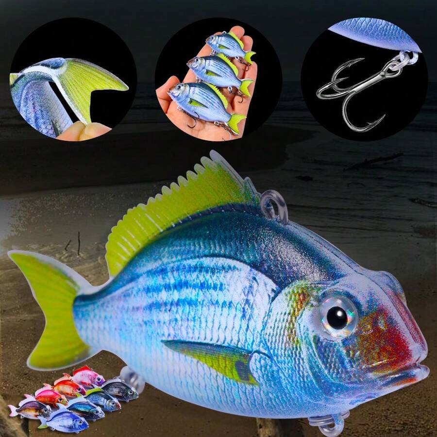 HENGJIA 1pc VIB Soft Lure 12.5g 25g 32g Realistic Design Dynamic Swimming Lure Vibrating Sinking Type Saltwater Fishing Lure Wobbling Lure