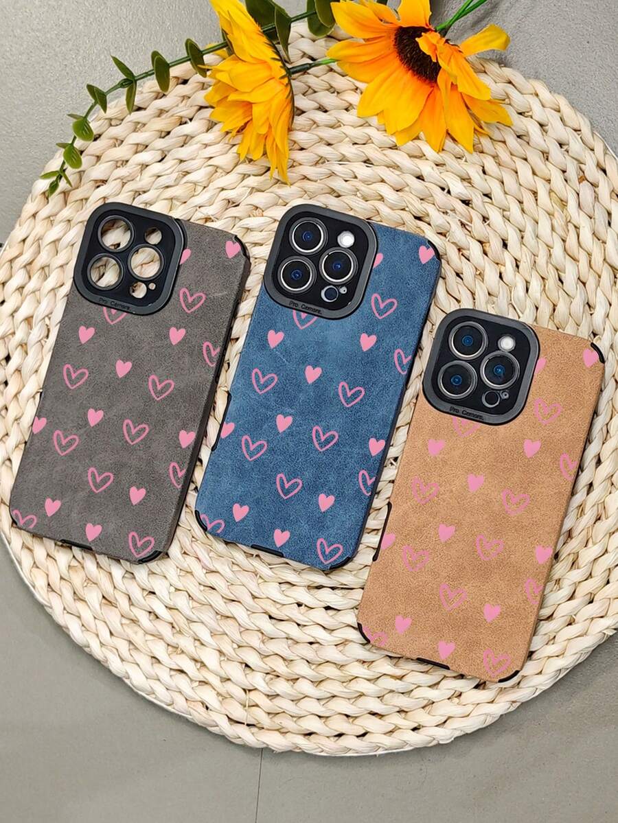 Niedliches rosa Herzmuster, schmale Passform, Schutzhülle für Teenager-Mädchen, ästhetisches Design, stoßfeste Rückseite, kratzfeste Bumper-Hülle, kompatibel mit iphone16 pro max/16pro/16plus/16/15promax/15pro/15plus/15/14promax/14pro/14plus/14/13promax/13pro/13/12promax/12pro/12/11promax/11pro/11/X/XS/XSmax