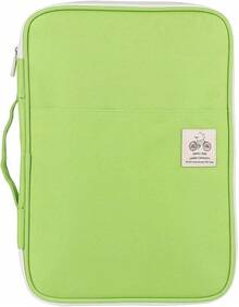 Hilitand 5 colores funcionales A4 Bolsas de documentos Carpeta de archivos Organizador de cartera Portátil para computadora Estuche con cremallera(Black) - Verde manzana - Ver 10