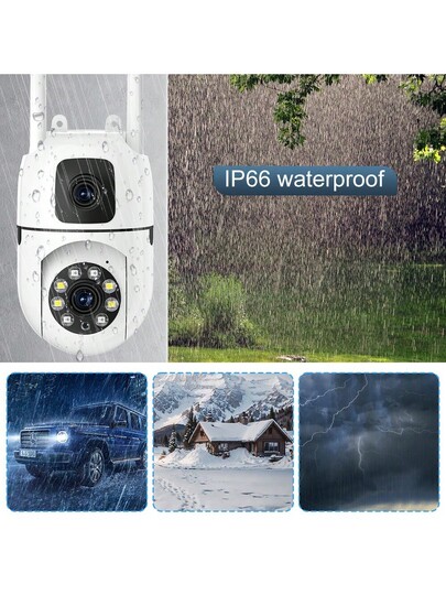 1080P Slimme Dual Lens Security Camera 360° Surveillance, Full Night Vision, Two Way Audio, Intrusion Alarm, Indoor/Outdoor Waterproof Home view 2