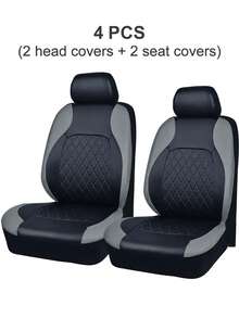 9pcs Diamond Pattern Genuine Leather Car Seat Covers - Shiny Design, Universal Fit For SUV/Sedan/Van (Compatible With Airbags, Includes Front/Rear/Headrest Covers) - Type B - View 13