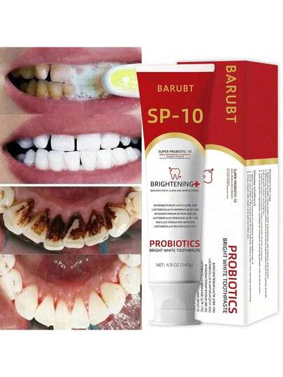 BARUBT 1支益生菌亮白牙膏，清洁清新口气，益生菌美白口腔护理膏，每日刷牙，维护口腔健康