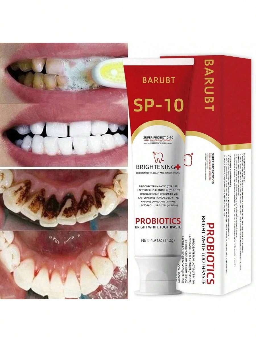 BARUBT 1支益生菌亮白牙膏，清洁清新口气，益生菌美白口腔护理膏，每日刷牙，维护口腔健康