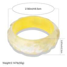 FUNOJOY Acrylic Resin Bangle Bracelets For Women 1-3Pcs Simple Oval Polished-Finish Chunky Bangle Bracelet Wide Wristbands Fashion Jewelry Bracelet For Women{Inchcolor_nameinch:InchC-Yellowinch} - C-黃色 - 查看 4