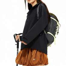 CAMEL CROWN Women's Outdoor Hiking Single Layer Warm Jacket, Minimalist Commuter Jacket, Wind-Resistant Travel Wear, Autumn - Phantom Black - View 4