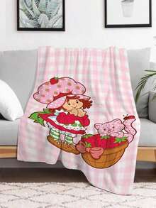 S-Strawberry Pink Shortcake Throw Camping Chair Picnic Blanket Fluffy Plaid Blankets For Decorative Sofa Portable King Lid Downy (6) - Như hình ảnh cho thấy - Xem 12