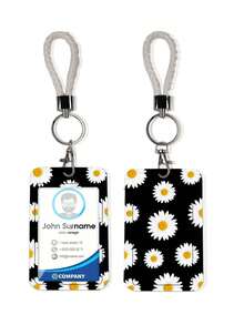 1pc ABS Daisy Pattern Bag Charm Keychain, With Leather Strap ID Card Holder, Bus/Credit Card Protector, Suitable As Gift Or Daily Use - Multicolor - View 14