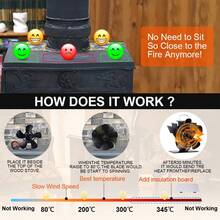 5叶片热力驱动炉灶风扇，适用于燃木壁炉，静音风扇加热器工具，高效散热 - 10*5*12cm - 查看 7