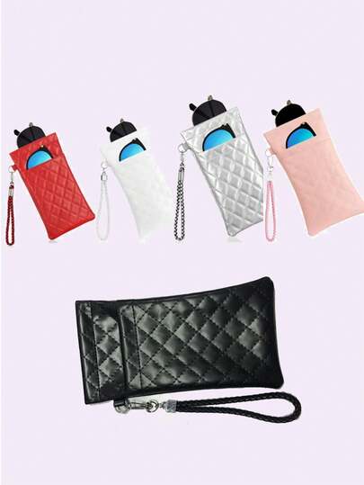 1 hộp đựng kính đôi có móc khóa carabiner/vòng mở, túi đựng kính nhung khâu chần bông, hộp đựng kính mềm bằng da PU, hộp đựng kính mềm bằng vải sợi nhỏ, hộp đựng kính da thuần chay di động chống trầy xước cho nam và nữ