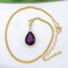 Navachi 18k Gold Plated Water Drop Pear-Shaped  Pendant Necklace 16inch+2inch{Inchcolor_nameinch:InchPurpleinch} - 鋯石紫 - 查看 6