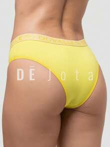 Kit 5 Calcinha Cós Cotton Cintura Alta Algodão Tanga Confortável Feminina Básica Calcinhas Elástico - Multicolorido - Visão 4