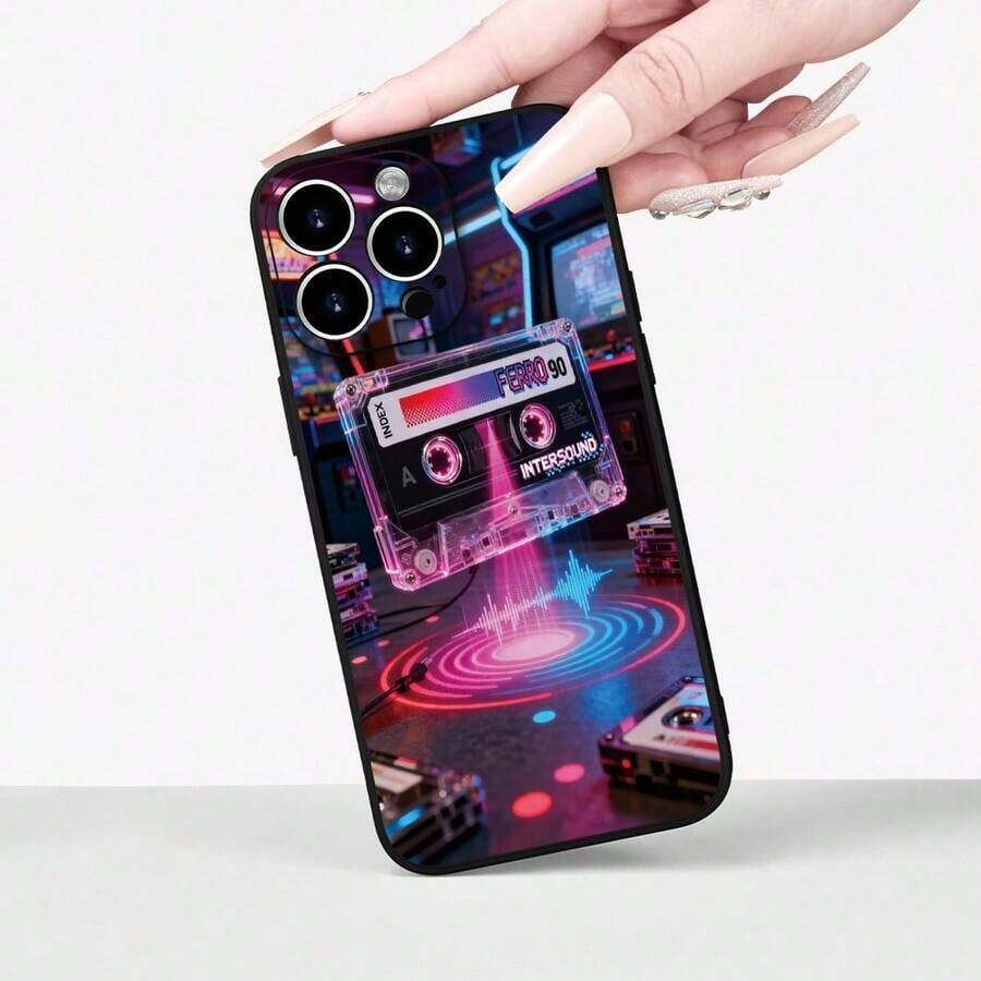 Cyberpunk Case, Transpart Cassette With Neon Glow In Arcade, Retro-Futuristic.Halloween Accessories.2025 - Mix Color 4 - View 1