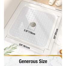 Shower Bathtub Mat Non Slip, 24inchx 24inch Bath Mat For Tub, Soft PVC Shower Mats For Inside Shower With Suction Cups And Center Drain Hole, Machine Washable Bathroom Floor Mat, Clear{Inchcolor_nameinch:InchClearinch,Inchsize_nameinch:Inch24\Inchx24\Inch(Square)Inch} - 清除 - 查看 3