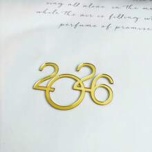 1pc/3pcs/6pcs Happy New Year & Merry Christmas Gold Acrylic Cake Toppers, Suitable For New Year Party And Christmas Cake Decoration