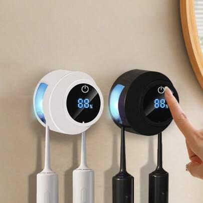 1 件智能牙刷消毒器、壁挂式牙刷架、牙刷消毒器装置、牙刷收纳架、2 槽牙刷架、浴室配件、家居装饰