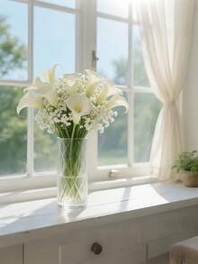 1 Set (18 Pieces) Of Artificial Calla Lily And Star Flower Combination Bouquet, Used For Wedding Home Decoration, Photography Props, European Decorative Items And Commemoration Purposes.